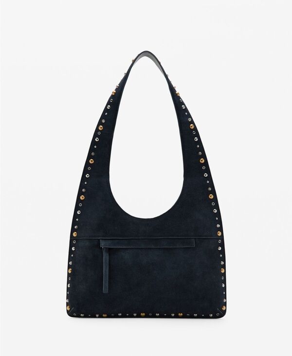 マンゴ レディース バッグ スエード MANGO Womenstudded Suede Shoulder Bag Navy ネイビー 19,330円