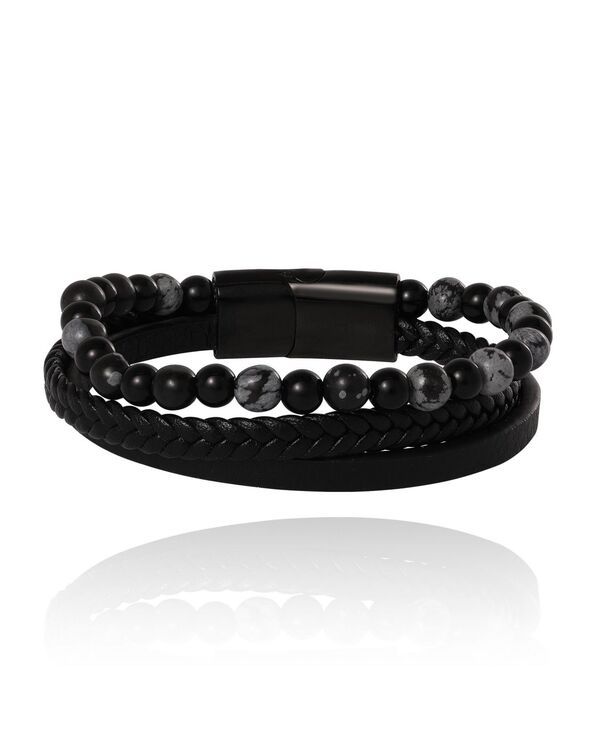 ラッキーブランド レディース アクセサリー ブレスレット・バングル・アンクレット Lucky Brand Braided Beaded Bracelet 85 Black grey silverton