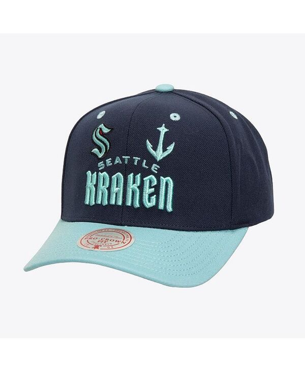ミッチェルネス メンズ アクセサリー 帽子 Mitchell Ness Mens Black Seattle Kraken All In 20 Pro Crown Adjustable Hat Bla