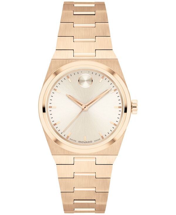 モバド レディース アクセサリー 腕時計 Tシャツ Movado Womens Bold Quest Swiss Quartz Ionic Plated Light Rose Gold Steel W