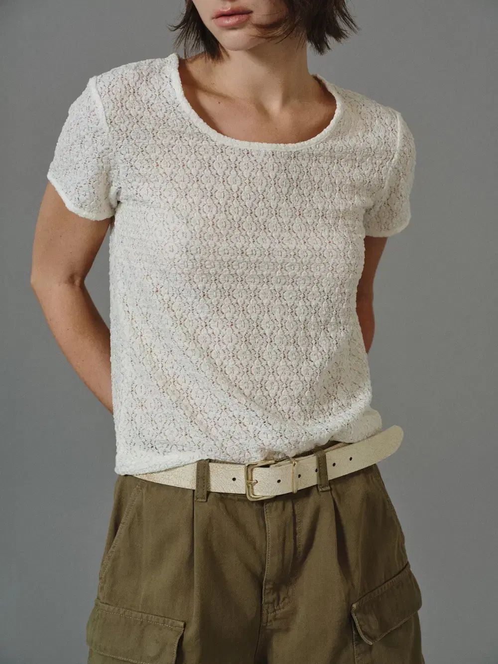 ゲッド SCOOP-NECK LACE TOP - IVORY アイボリー 5,654円