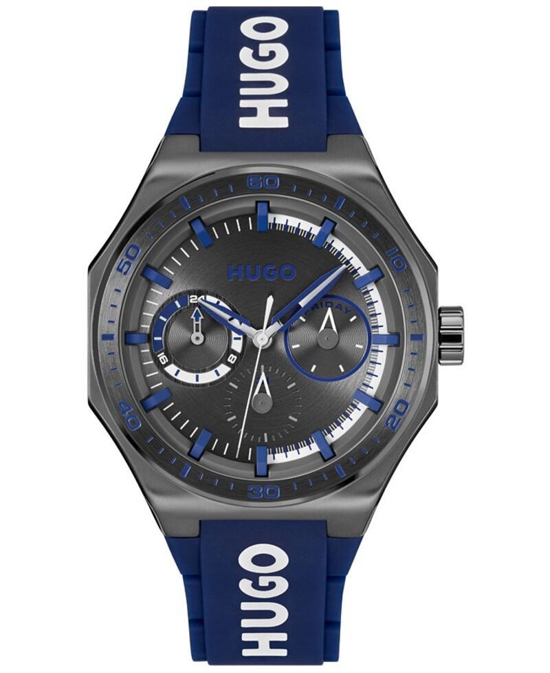 ヒューゴボス メンズ アクセサリー 腕時計 Hugo Boss Mens Grail Sport Quartz Multifunction Blue Silicone Watch 44mm Blue