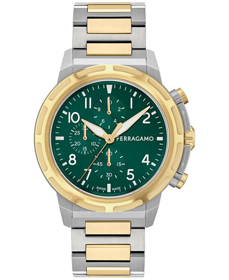 フェラガモ メンズ アクセサリー 腕時計 Tシャツ Ferragamo Mens Swiss Chronograph Sport TwoTone Stainless Steel Bracelet Wa