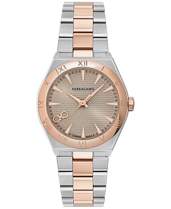 フェラガモ レディース アクセサリー 腕時計 Tシャツ Ferragamo Womens Swiss Vega Upper East TwoTone Stainless Steel Bracelet