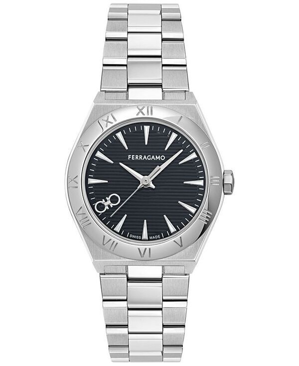 フェラガモ レディース アクセサリー 腕時計 Tシャツ Ferragamo Womens Swiss Vega Upper East Stainless Steel Bracelet Watch 28