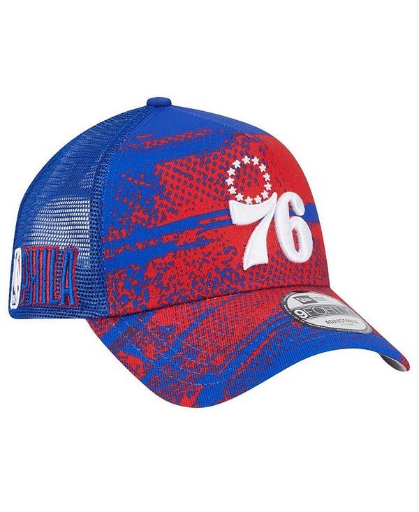 ニューエラ メンズ アクセサリー 帽子 New Era Mens RoyalRed Philadelphia 76ers Tip Off AFrame Trucker 9FORTY Adjustabl