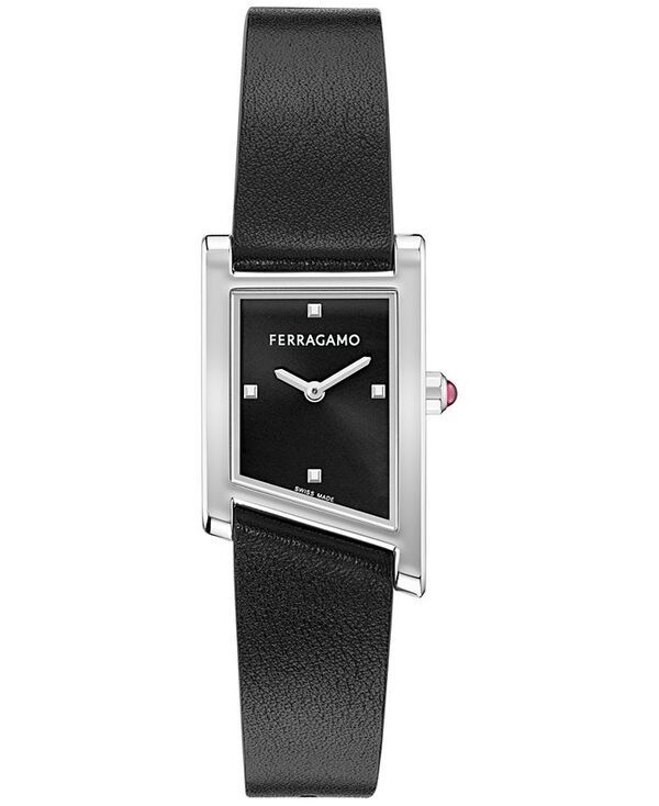 フェラガモ レディース アクセサリー 腕時計 レザー Ferragamo Womens Swiss Asymetrique Black Leather Strap Watch 22x36mm Stai