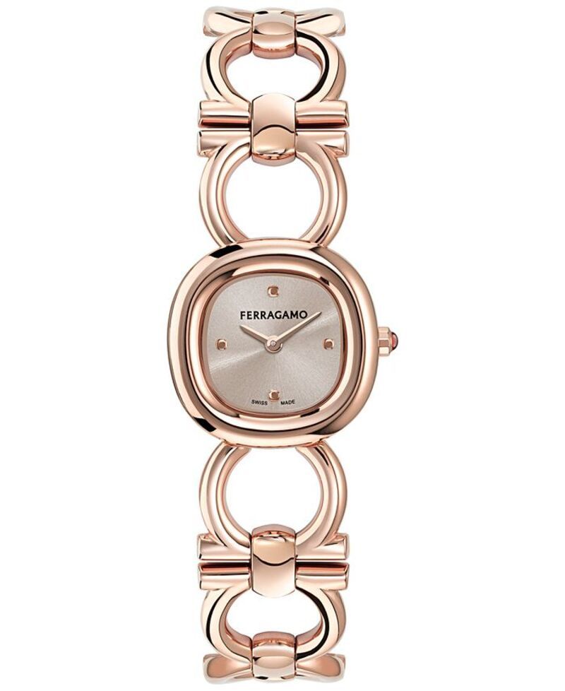 フェラガモ レディース アクセサリー 腕時計 Ferragamo Womens Swiss Double Gancini Rose Gold Ion Plated Link Bracelet Watc