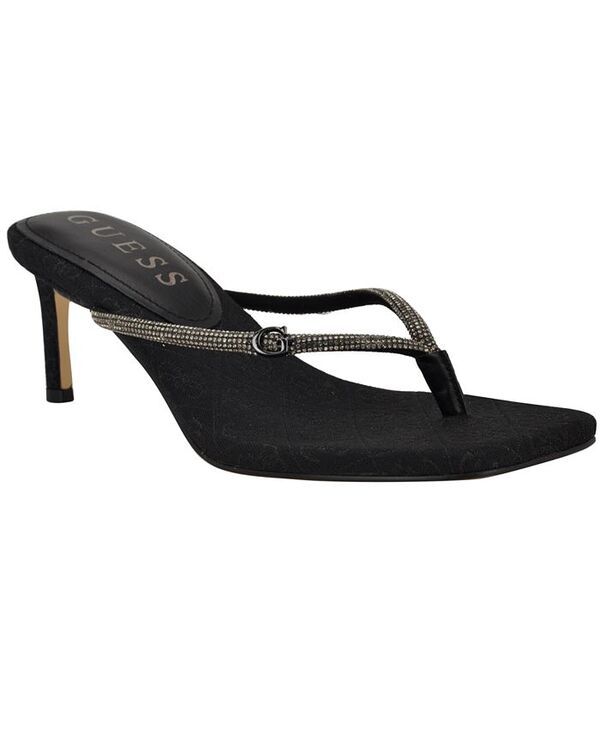 ゲス レディース シューズ サンダル ヒール GUESS Womens Mayan Rhinestone Thong Kitten Heel Sandals Black ブラック