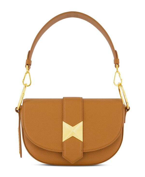 マックダガル レディース バッグ レザー Mac Duggal Gold Plated Hardware Grain Leather Saddle Bag Toffee ゴールド
