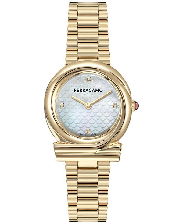 フェラガモ レディース アクセサリー 腕時計 Ferragamo Womenswiss Gancini Twistediamond Accent Gold Ion Plated Bracelet Wa