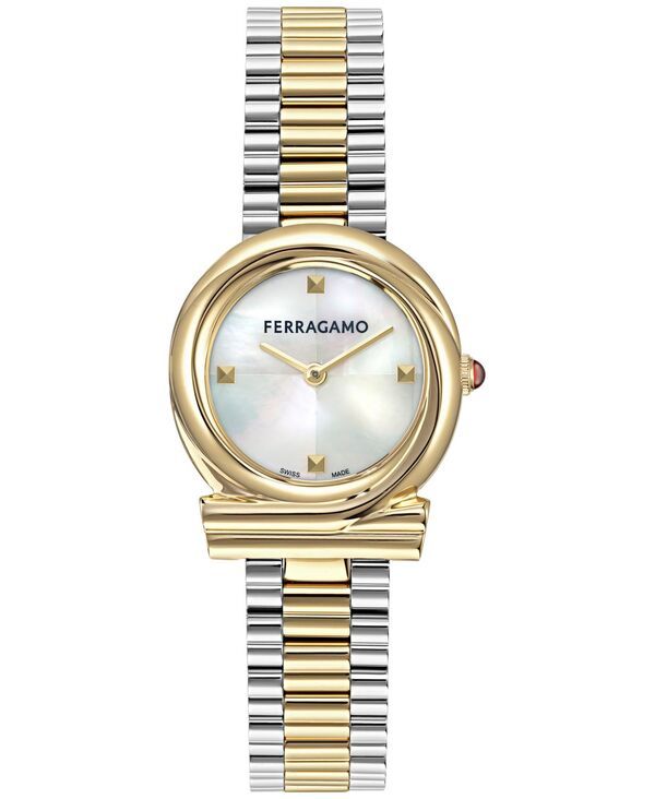 フェラガモ レディース アクセサリー 腕時計 Tシャツ Ferragamo Womenswiss Gancini Twisted TwoTone Stainlessteel Bracelet Watc