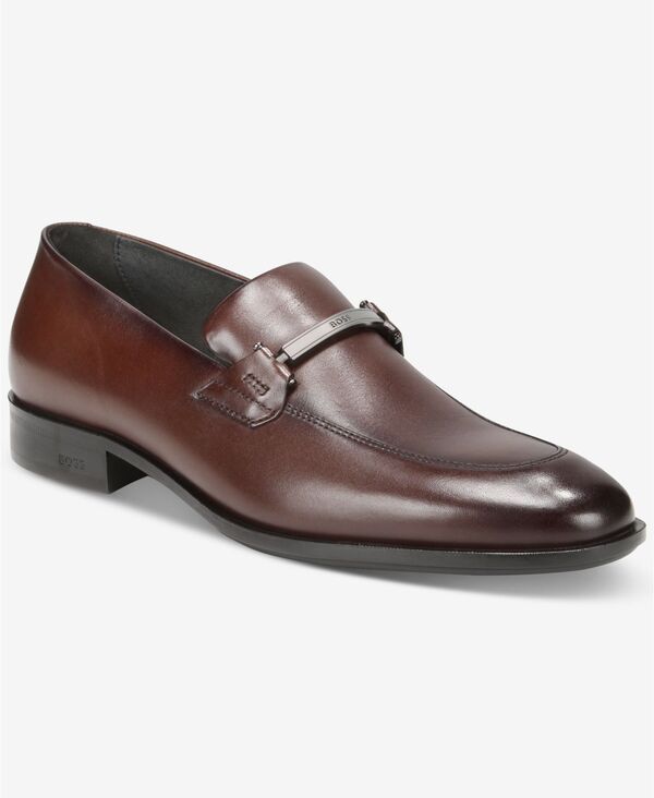 ヒューゴボス メンズ シューズ スリッポン・ローファー レザー Hugo Boss by Mens Colby Italian Leather Bit Loafers Dark Brown ブラウン