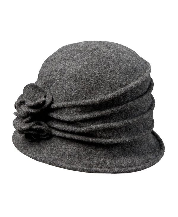 ドーフマン パシフィック レディース アクセサリー 帽子 ウール ニット Dorfman Pacific Womens Knit Wool Cloche with Flower Charcoal チャ 16,045円