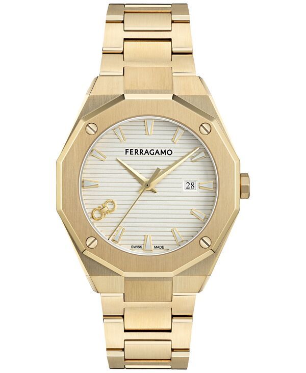 フェラガモ メンズ アクセサリー 腕時計 Ferragamo Menswiss Edge Gold Ion Plated Bracelet Watch 40mm Ip Yellow Gold イエロー