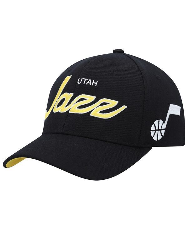 ミッチェルネス メンズ アクセサリー 帽子 Mitchell Ness Mens Black Utah Jazz MVP Team Script 20 Stretch Snapback Hat Bla