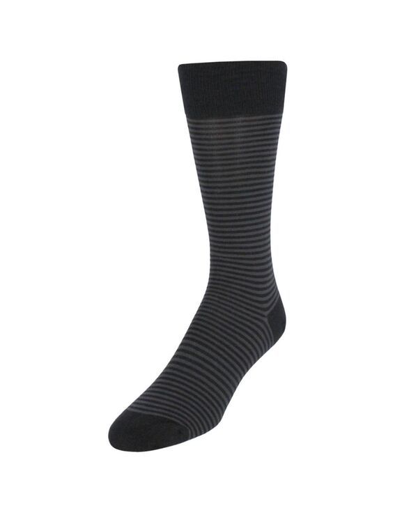 トラファルガー メンズ アンダーウェア 靴下 コットン TRAFALGAR Mens Carvel Striped Pattern MidCalf Pima Cotton Socks 1 Pair B