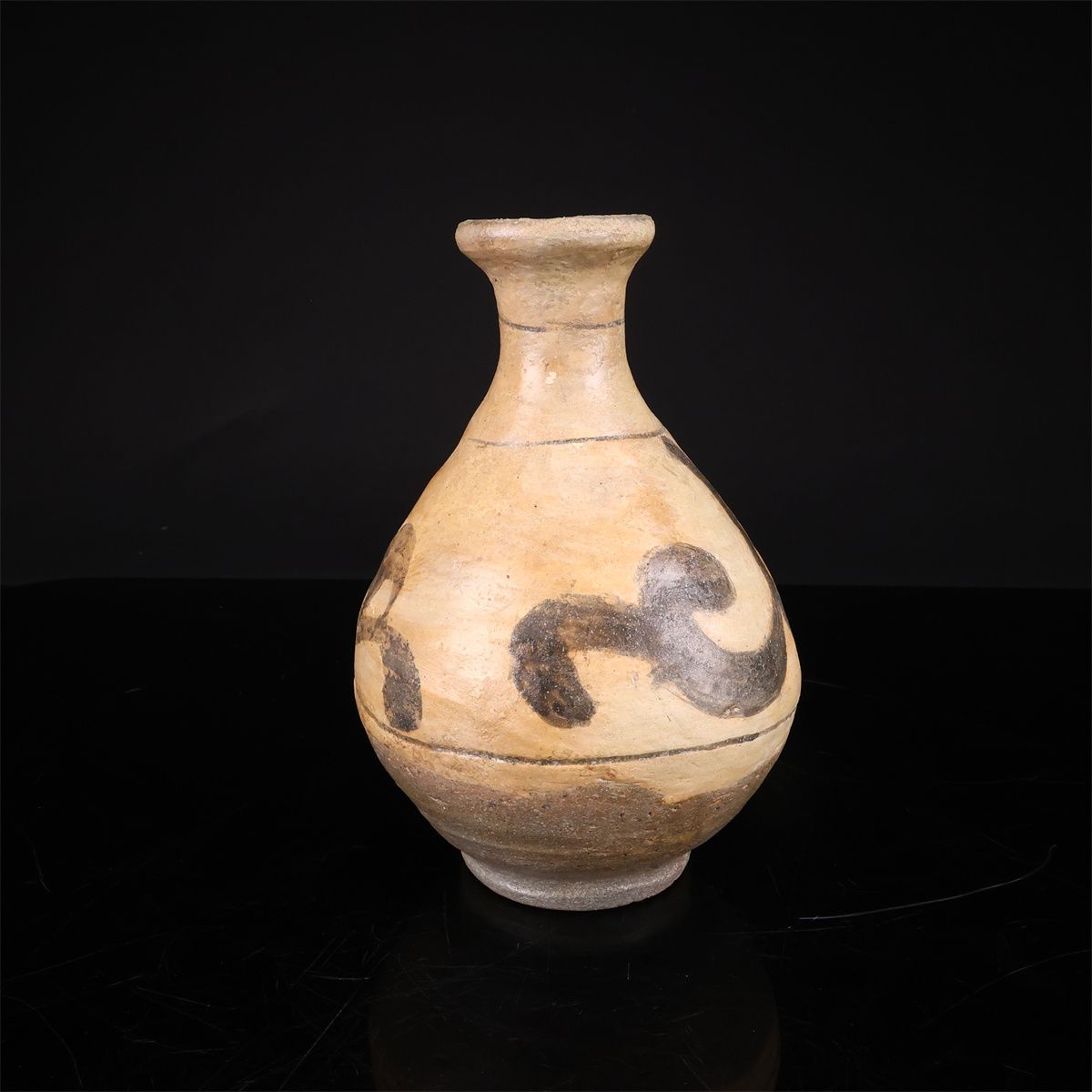 李朝時代】 鶏竜山 刷毛目絵 徳利 高17.5㎝／箱付 美品Ni！CS150