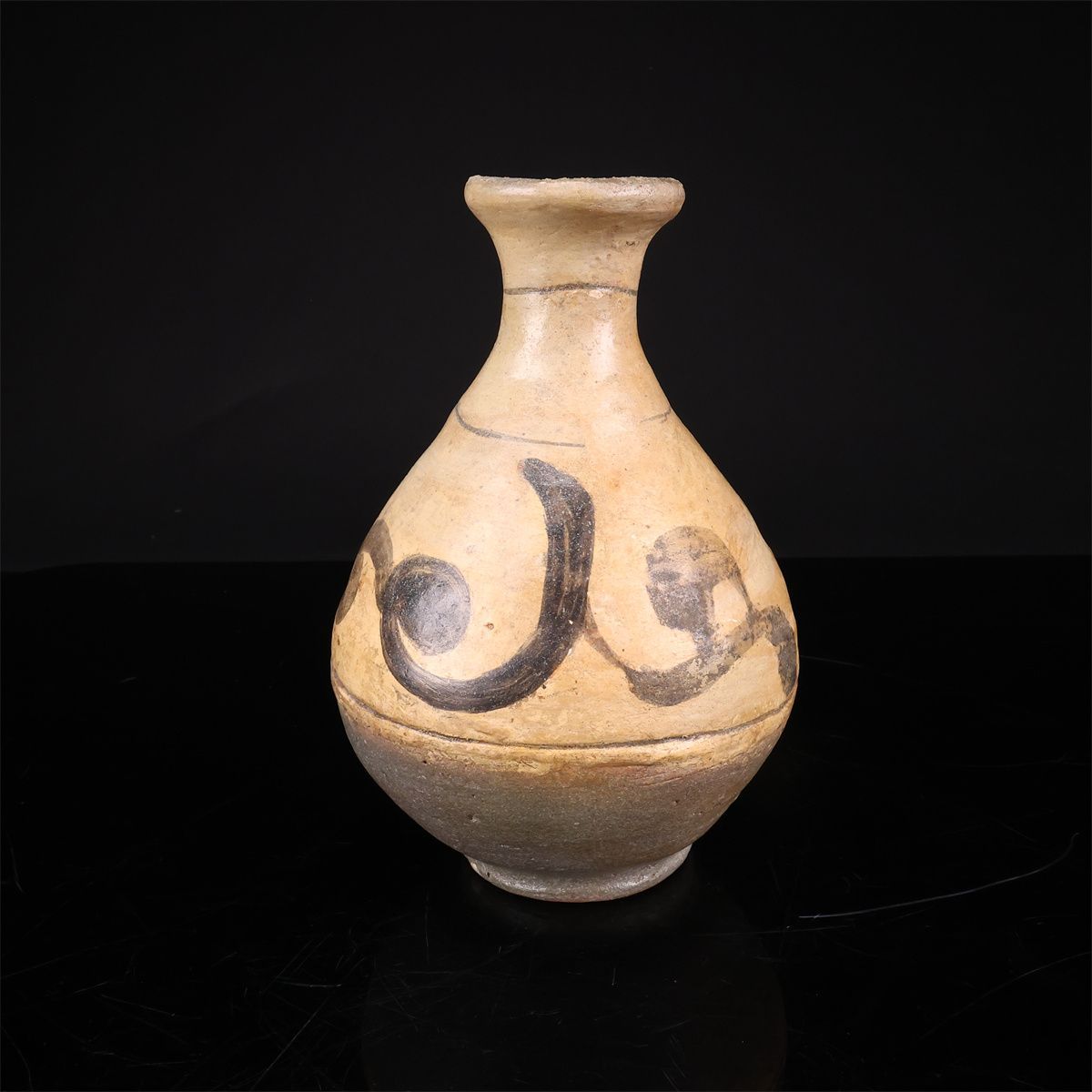 李朝時代】 鶏竜山 刷毛目絵 徳利 高17.5㎝／箱付 美品Ni！CS150