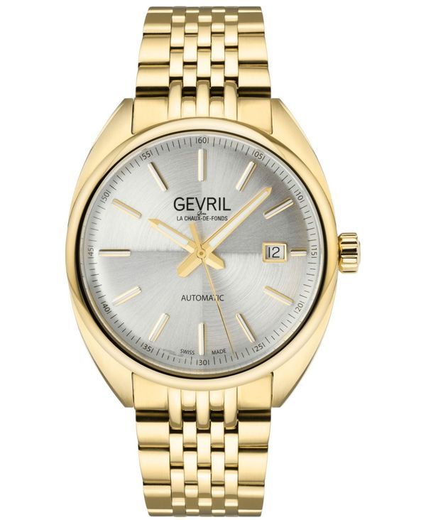 ジェビル メンズ アクセサリー 腕時計 Tシャツ Gevril Mens Five Points Swiss Automatic Ion Plating GoldTone Stainless Stee