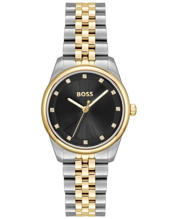ヒューゴボス レディース アクセサリー 腕時計 Tシャツ Hugo Boss Womens Graceful Precious Quartz Basic Two Tone Stainless Stee