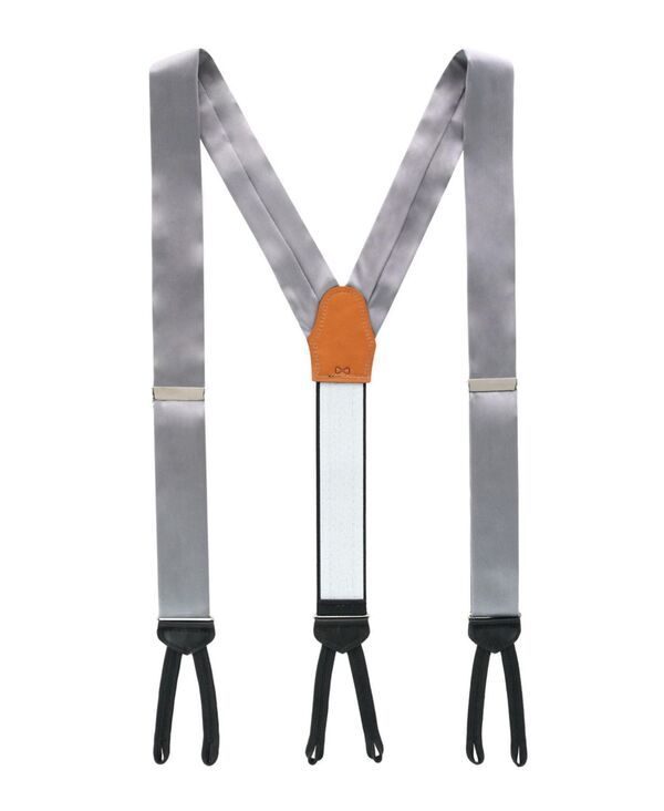 トラファルガー メンズ アクセサリー ベルト シルク TRAFALGAR Mens Sutton Solid Color Silk Formal End Suspenders Grey グレー