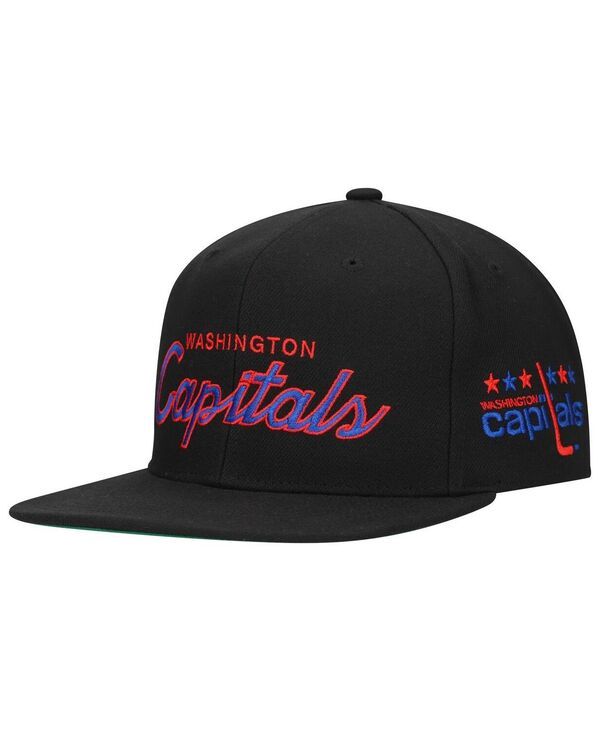 ミッチェルネス メンズ アクセサリー 帽子 キャップ Mitchell Ness Mens Black Washington Capitals Core Team Script 20 Snapback
