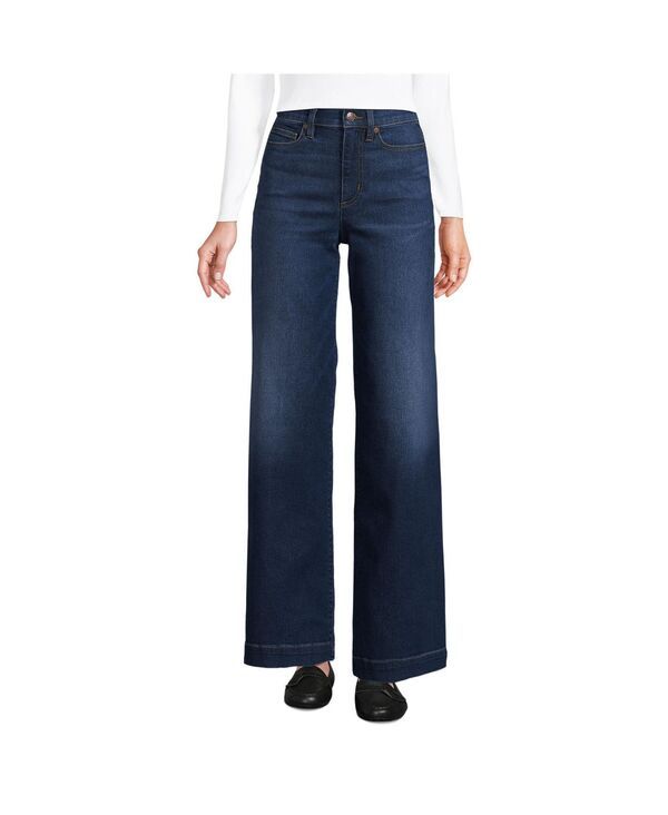 ランズエンド レディース ボトムス デニムパンツ ワイドレッグ ジーンズ Lands End Womens Recover High Rise Wide Leg Blue Jeans Royal in