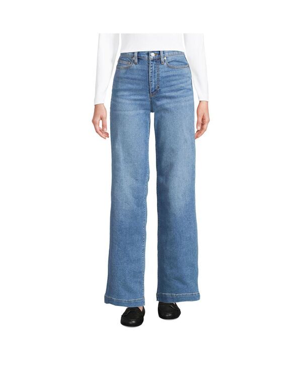 ランズエンド レディース ボトムス デニムパンツ ワイドレッグ ジーンズ Lands End Womens Recover High Rise Wide Leg Blue Jeans Beau blu