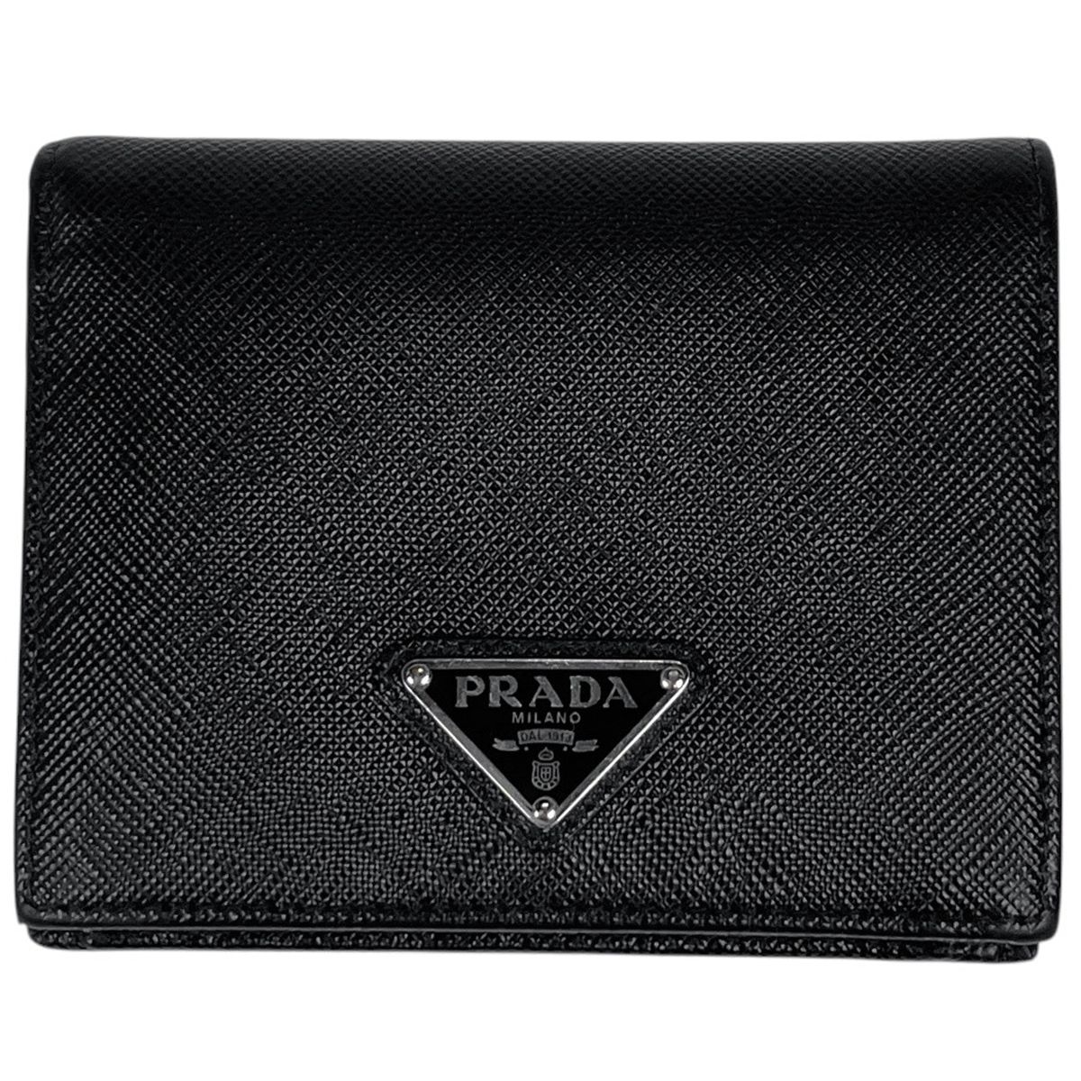 プラダ PRADA サフィアーノトライアングル 財布 二つ折り財布 サフィアーノレザー ネロ(ブラック) 1MV204 レディース 【中古】