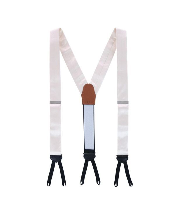 トラファルガー メンズ アクセサリー ベルト シルク TRAFALGAR Mens Sutton Solid Color Silk Formal End Suspenders Ivory アイボリー