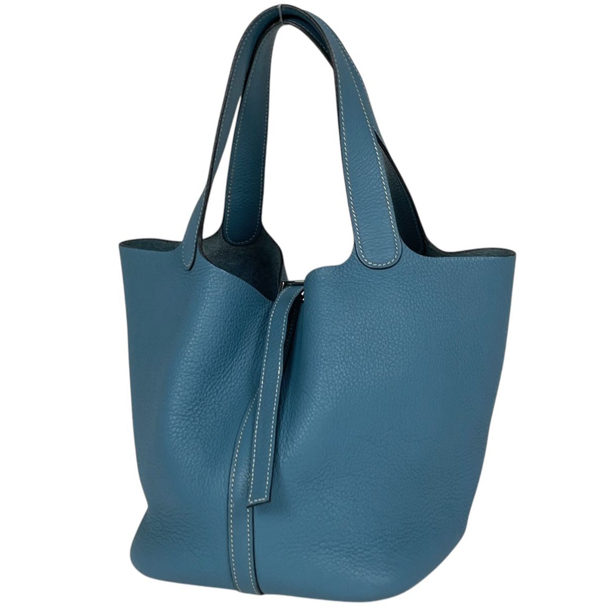 エルメス HERMES ピコタンMM ハンドバッグ トリヨンクレマンス ブルージーン □Ｈ レディース 【中古】