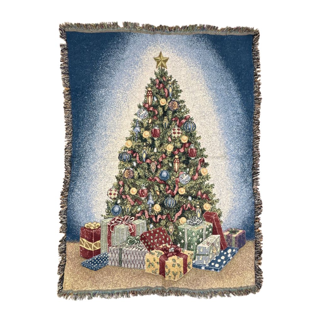 vintageラグ ブランケット マルチカバー タペストリー クリスマス ツリー プレゼント Rug Blanket Christmas 4120