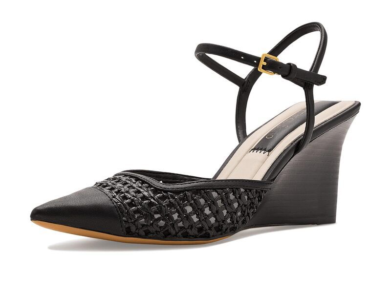 フランコサルト レディース シューズ ヒール Franco Sarto Cherie Strappy Black Woven Mes ブラック