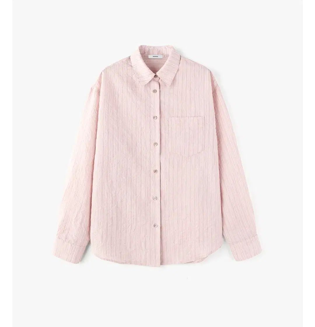 (新品)몽돌 ストライプ シースルー オーバーサイズ シャツ ライトピンク
