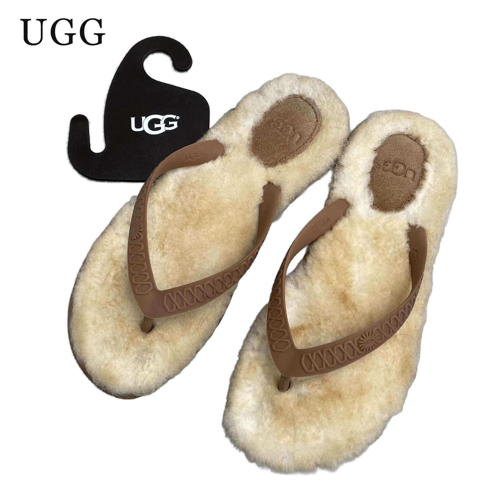 UGG アグ オーストラリア 春夏★ シープスキン ムートン フラット ビーチ サンダル Sz.M9 レディース 6,490円