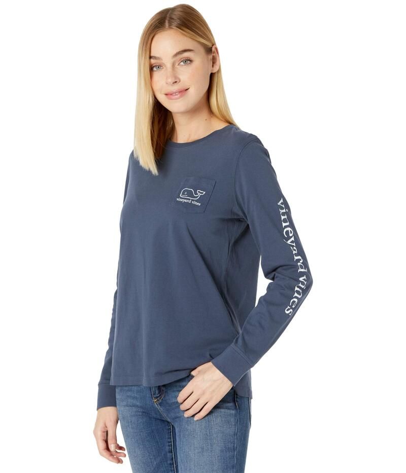 ヴァインヤードヴァインズ レディース トップス シャツ プリント Tシャツ Vineyard Vines Long Sleeve Whale Print Tee Blue Blazer ブルー