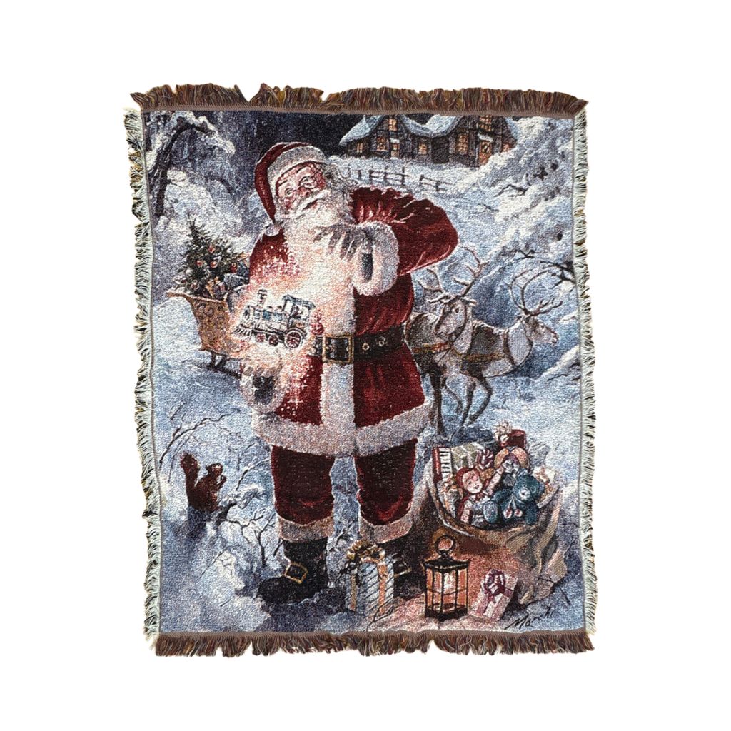 vintageラグ ブランケット マルチカバー タペストリー クリスマス サンタ 魔法 プレゼント Rug Blanket Christmas 4136