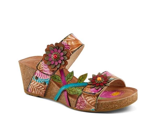 スプリングステップ レディース シューズ サンダル LArtiste by Spring Step Moai Wedge Sandal Dark Brown ブラウン