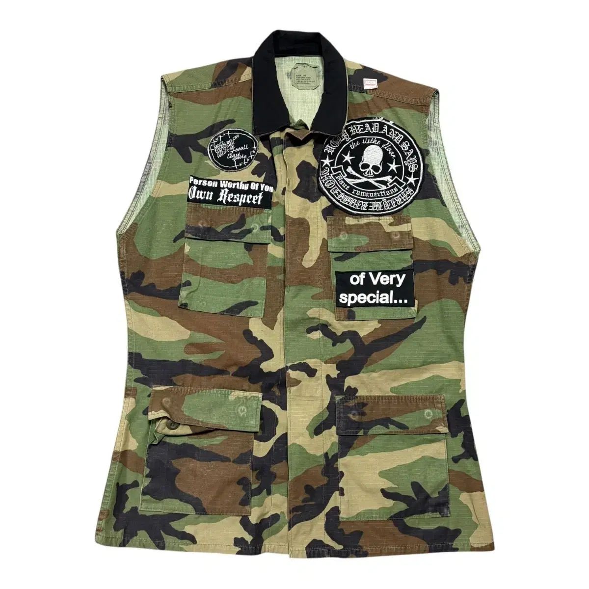 (即配) ミリタリー オリジナル ウッドランド BDU リメイク カモ ベスト