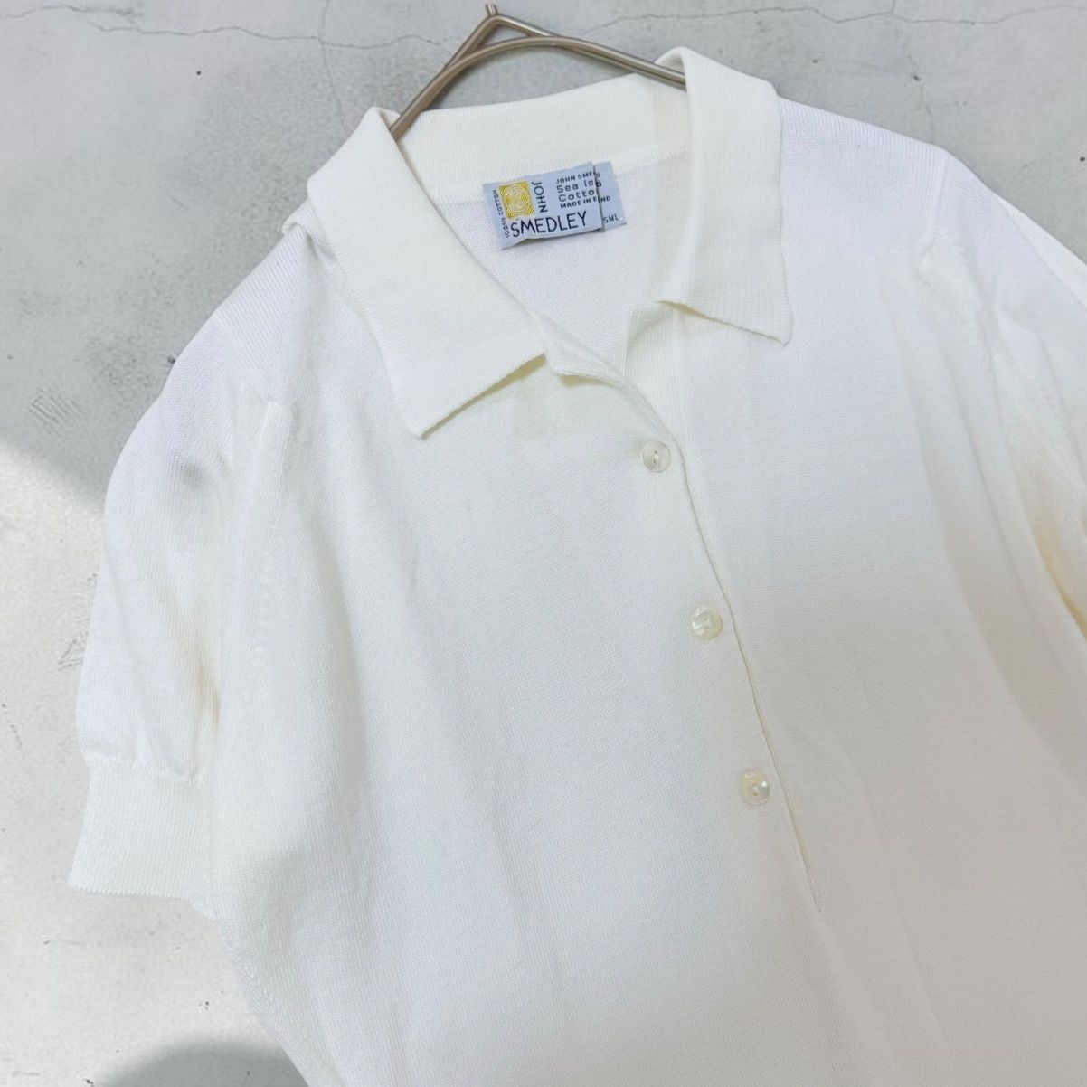 JOHN SMEDLEY シーアイランドコットン ニットポロ 半袖 ホワイト М JOHN SMEDLEY ジョンスメドレー シーアイランドコットン 半袖 コットン