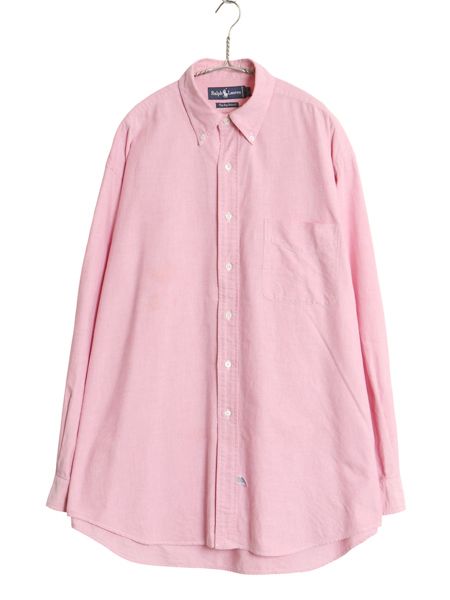 90s The BIG Oxford ラルフローレン 長袖 ボタンダウン シャツ メンズ L / オールド ポロ オックスフォード コットン ワンポイント ポニー 12,100円