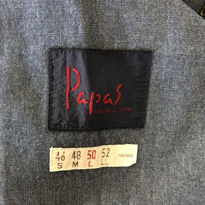 パパス PAPAS ジャケット デニム カバーオール ロゴボタン ワン