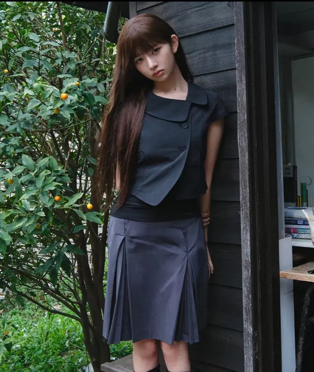 ミセキ ソウル Accordion side pleats midi skirt