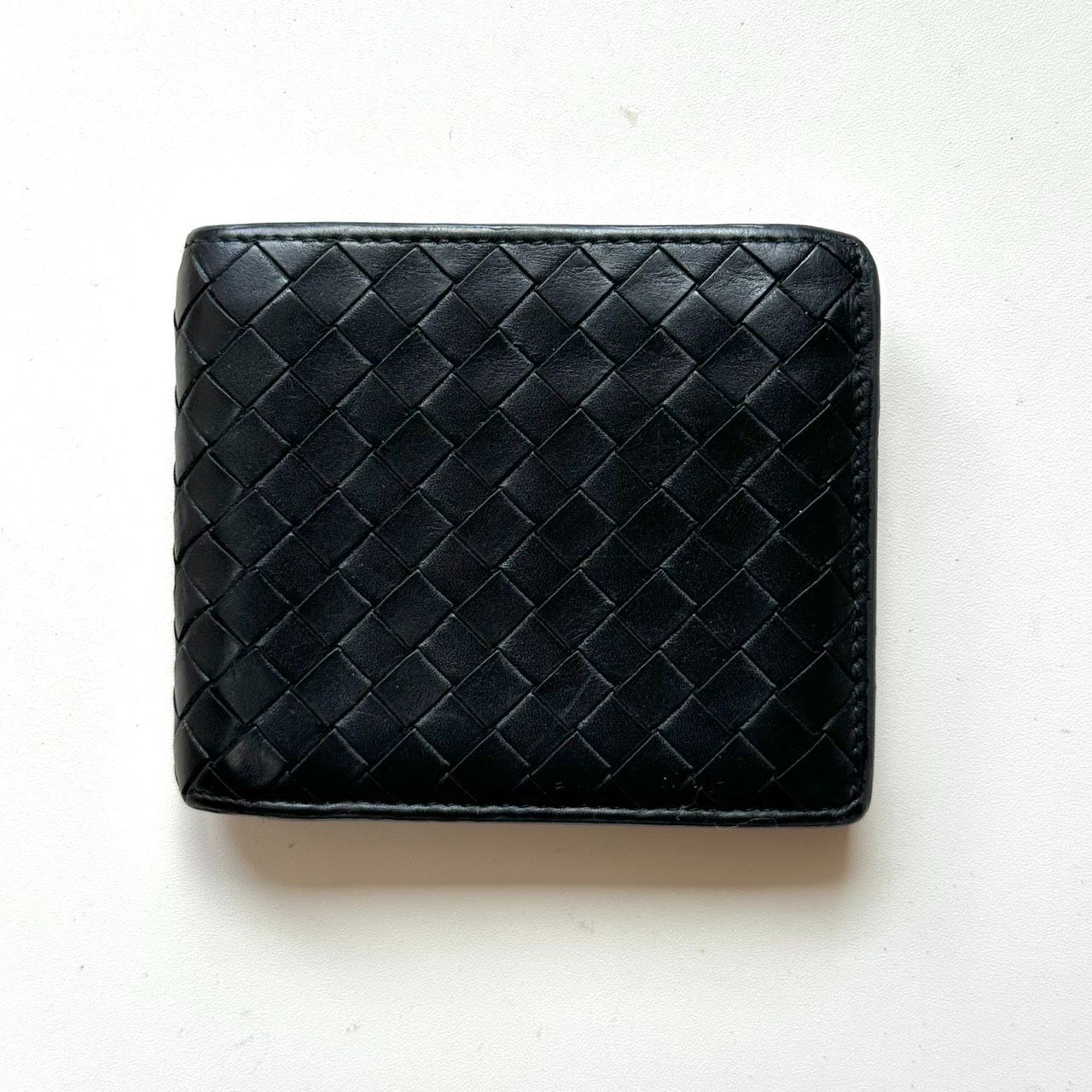 ボッテガヴェネタ　BOTTEGA VENETA 二つ折り財布　イントレチャート　ブラック×グレー 13,140円