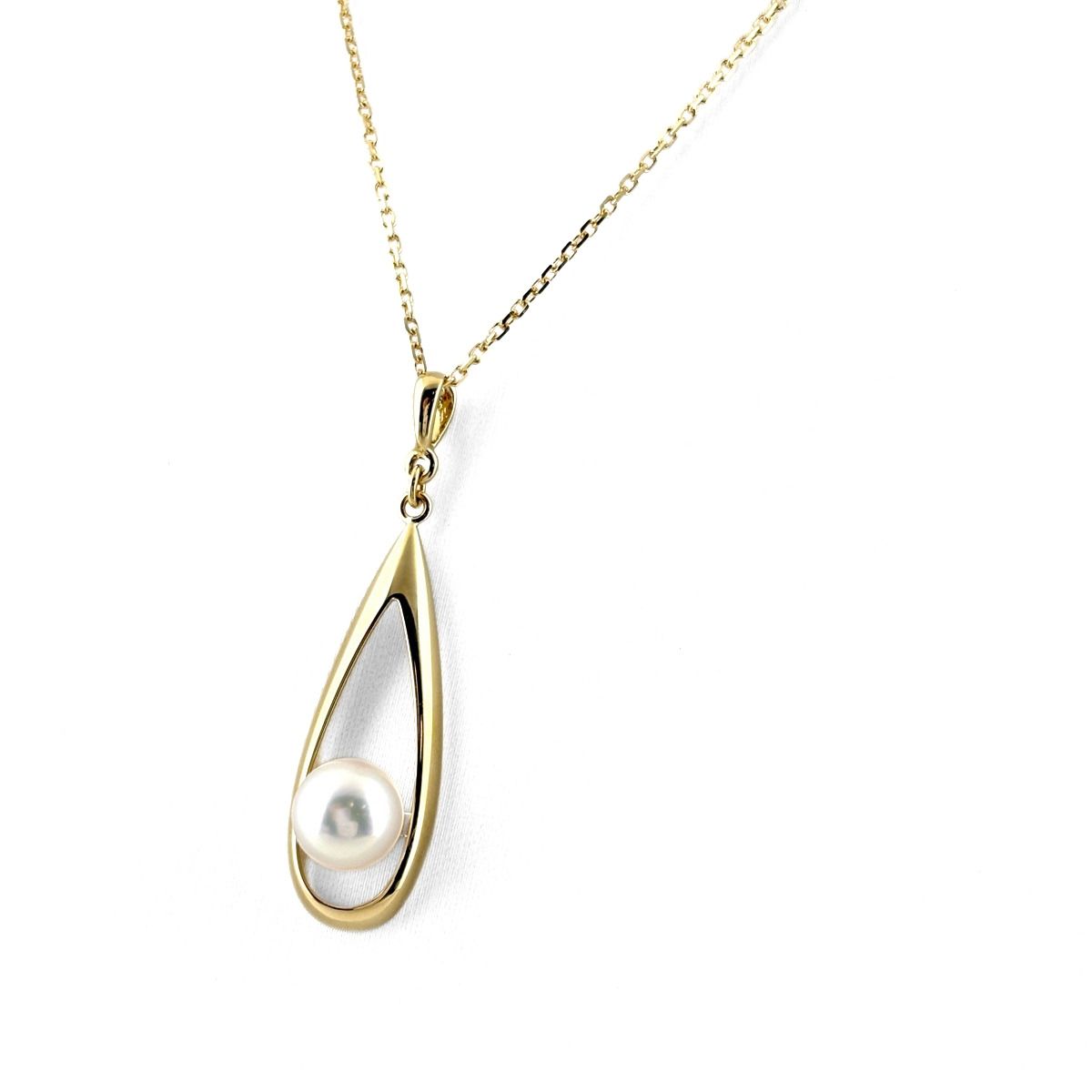 ミキモト MIKIMOTO パール ネックレス YG イエローゴールド ペンダント 真珠 ネックレス K18 パール レディース 【中古】