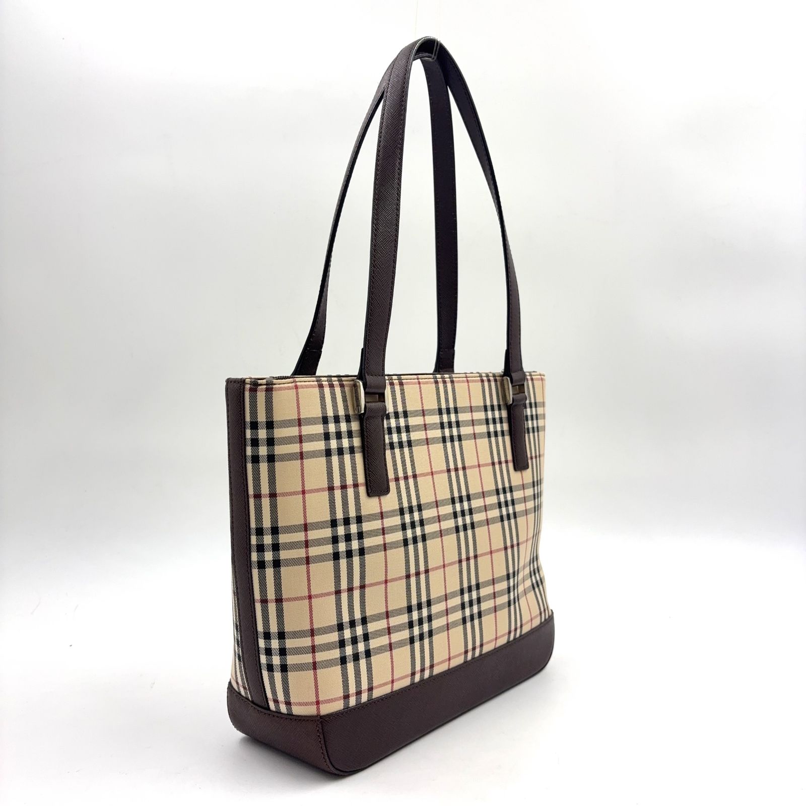 新着】BURBERRY ノバチェック キャンバス レザー、キャンバス ダーク