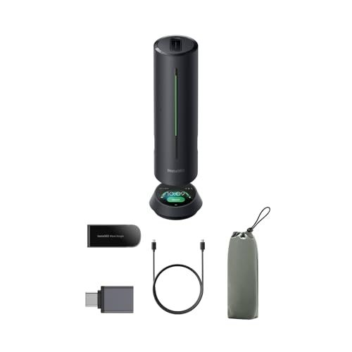 Insta360 Wave グラファイト・ブラック ? AIスピーカーフォン、Bluetooth、ボイスレコーダー、ビームフォーミング対応8ノイズキャンセリングマイク、Zoom認証取得。AI文字起こし＆要約、99言語対応、32GBストレージ搭 c90fae39