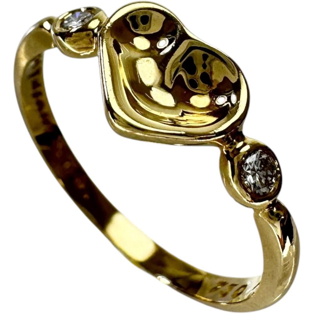 9号 【TIFFANY&Co./ティファニー】ハートモチーフ 2Pダイヤモンド リング・指輪 K18ゴールド 18金 1.8g レディース 【中古】【真子質店】【GD】
