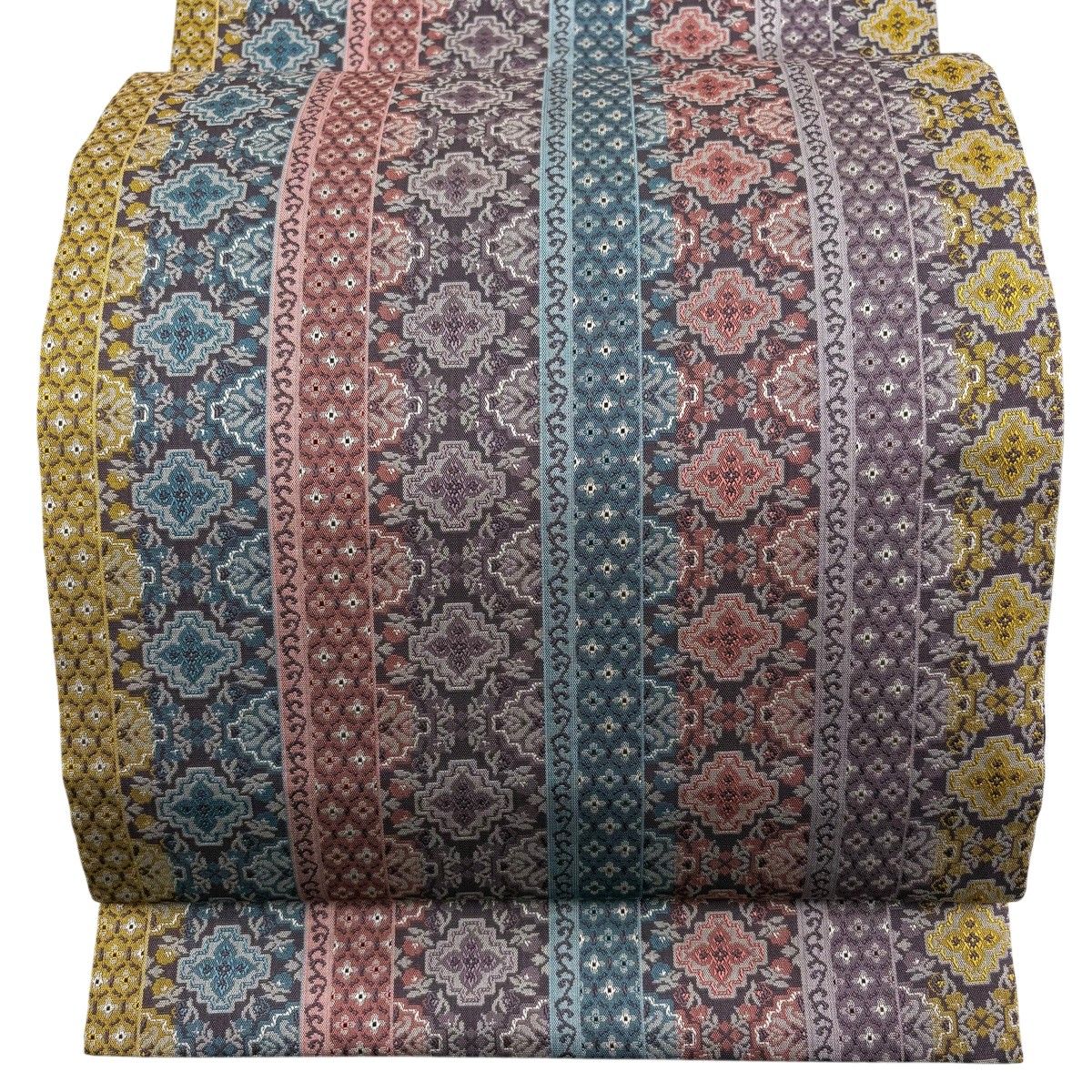 【美品】 袋名古屋帯 名品 華文 草花 紫 正絹 【中古】